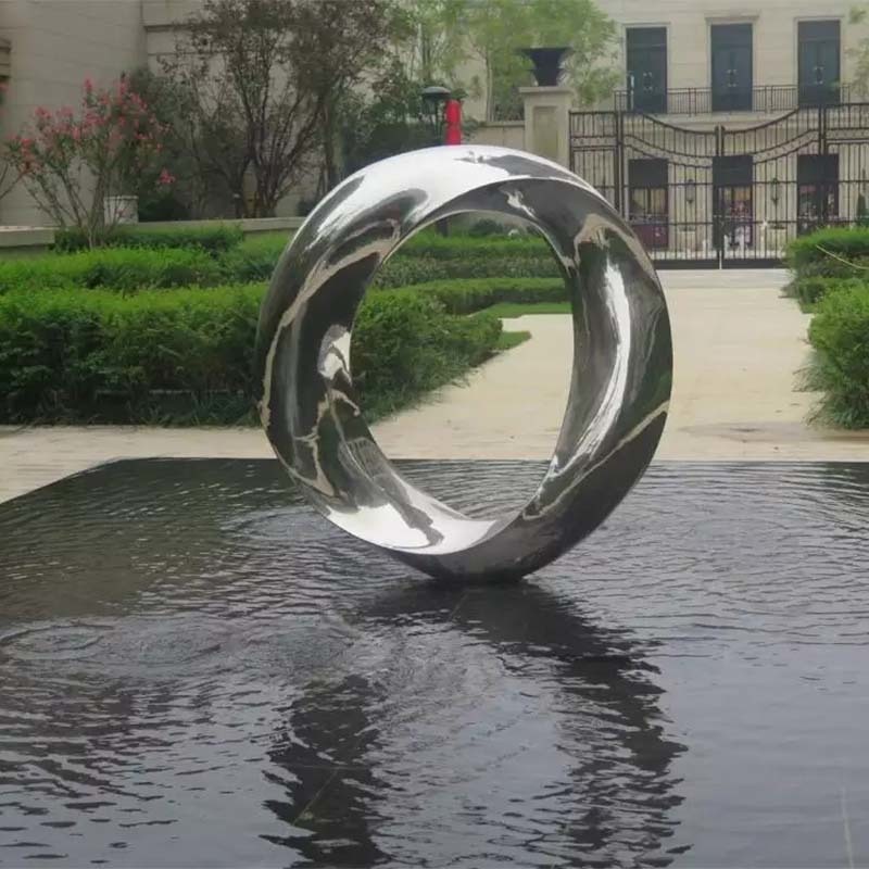 不锈钢抽象圆环雕塑 镜面雕塑 水池水景摆件 户外公园景观装饰摆件