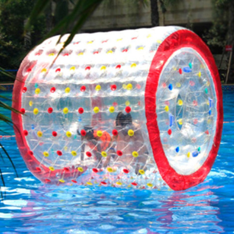 加厚充气水上滚筒球碰碰球彩色透明步行球草地球水上乐园水上玩具
