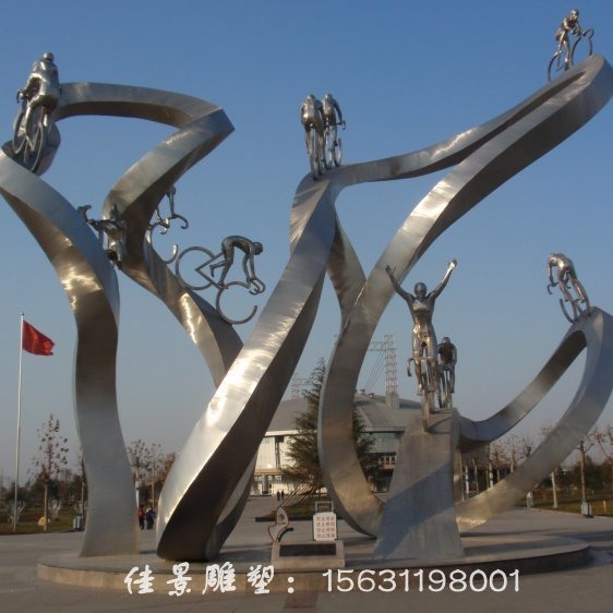 不锈钢赛车雕塑 广场雕塑 抽象人物雕塑