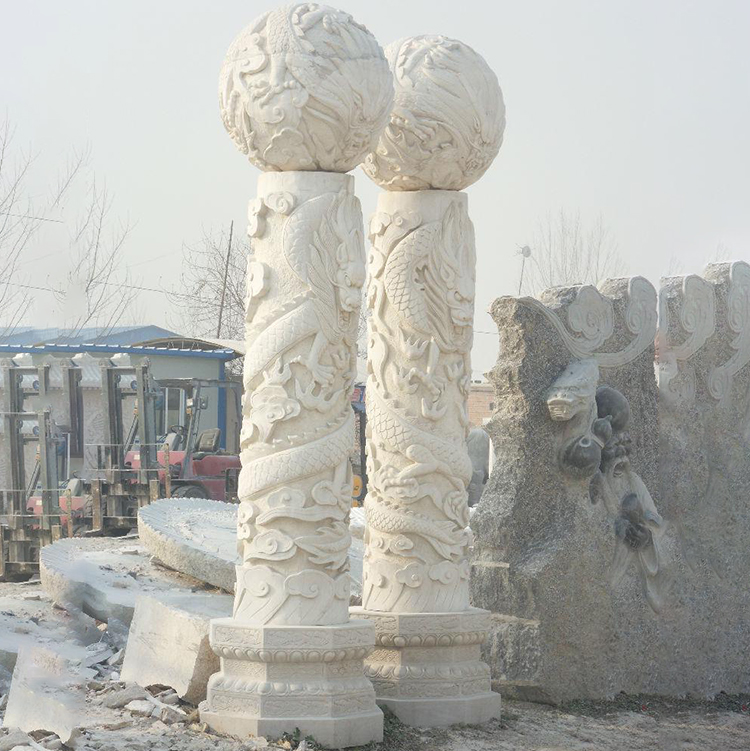石雕文化柱现代浮雕柱子寺院石雕华表设计图片