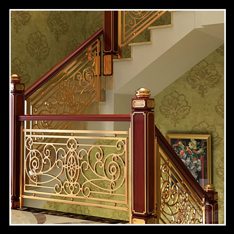 看看铜雕刻楼梯扶手 别墅铜护栏设计赶得上艺术步伐