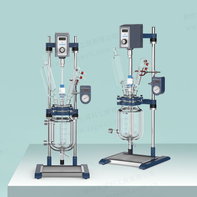 玻璃反应釜 采用优质GG17高硼硅双层玻璃反应器  控制器电机一体系统