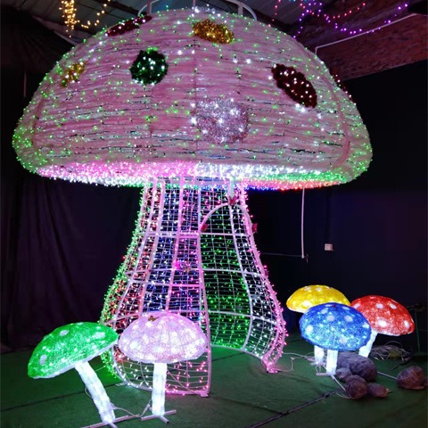 梦幻灯光节网红打卡地互动装置led蘑菇屋造型灯led景观灯led图案灯文旅灯光应用