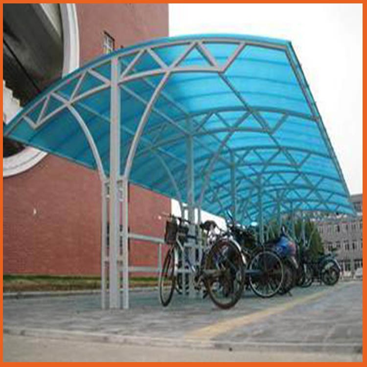 清远双层中空阳光板 12mm双层PC阳光板 蓝色自行车棚阳光板生产厂家