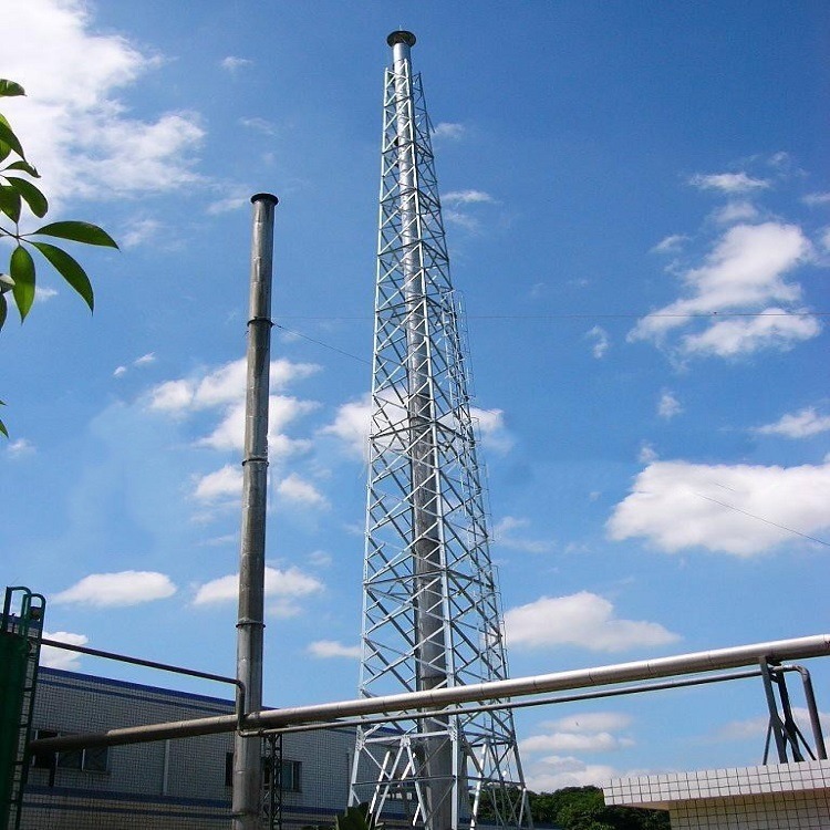 泰翔设计生产5米-120米废气处理烟囱塔架 烟囱保护架厂家 维护玻璃钢烟筒塔  质保50年