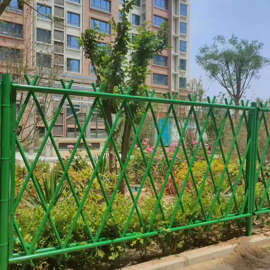 耀江新农村花园景观道路不锈钢竹节篱笆墙栅栏仿竹护栏绿色