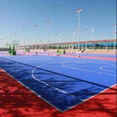嵩明现场施工各种颜色硅PU篮球场 塑胶场地 三层复合结构组合 硅PU运动场