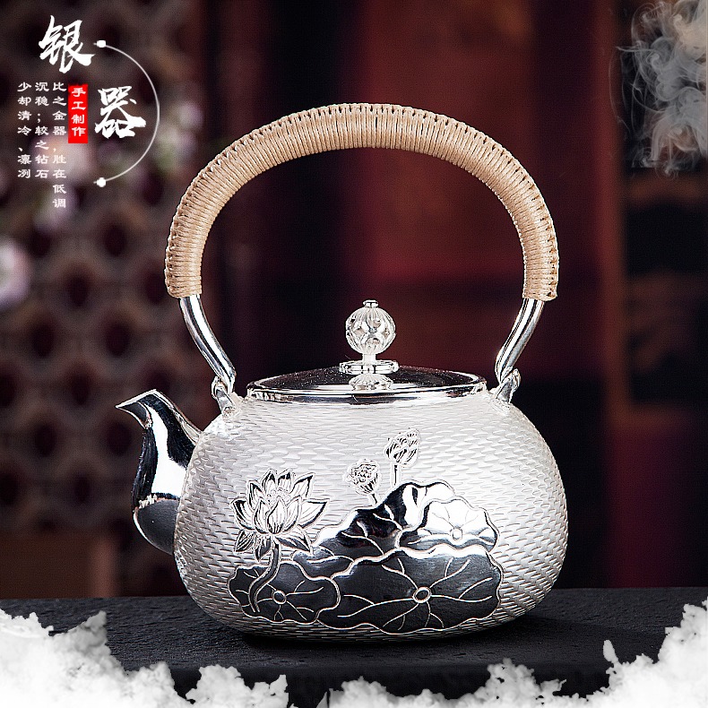S999纯银烧水壶 纯手工一张打家用银壶茶具煮水壶煮茶器