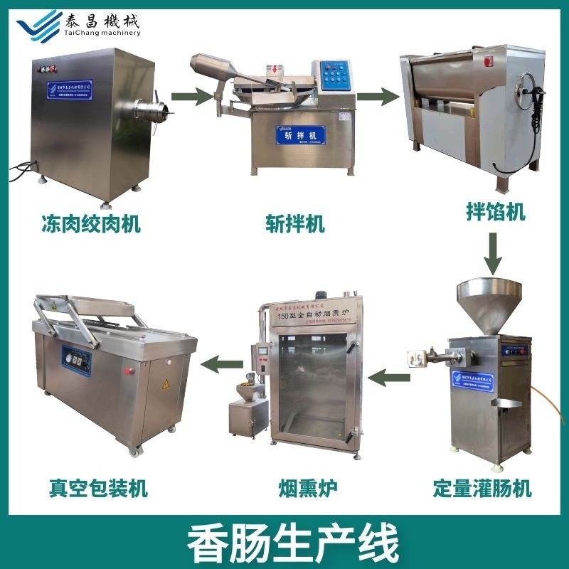 红肠整套加工设备 台湾烤肠生产线 红肠烟熏设备 泰昌机械