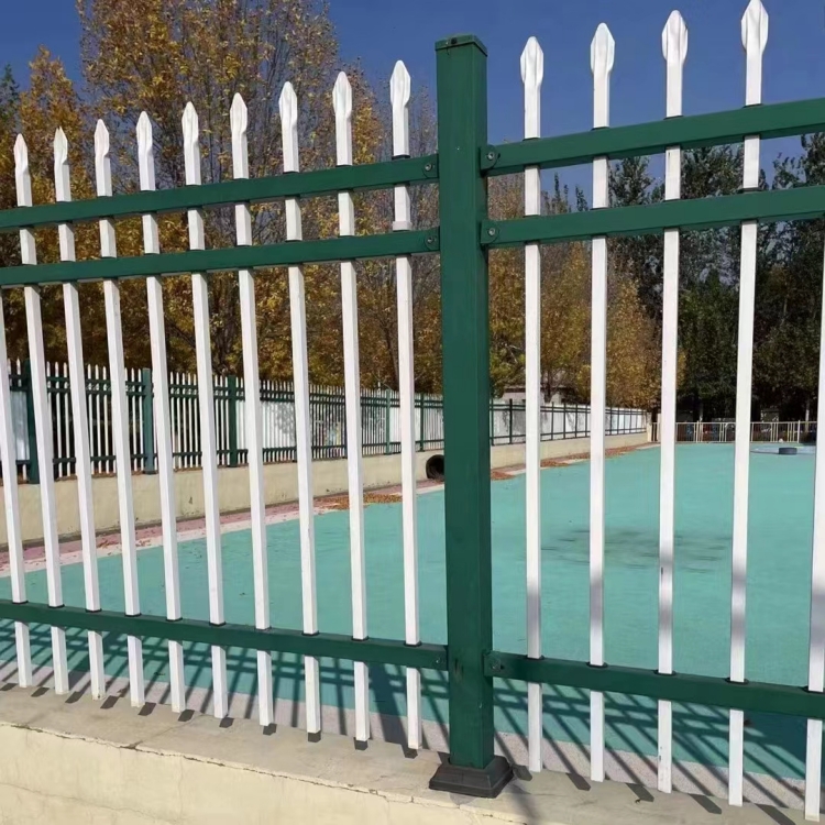安平耀江小区公园庭院花园围墙铁艺组装锌钢围墙栅栏防护栏杆蓝色 白色
