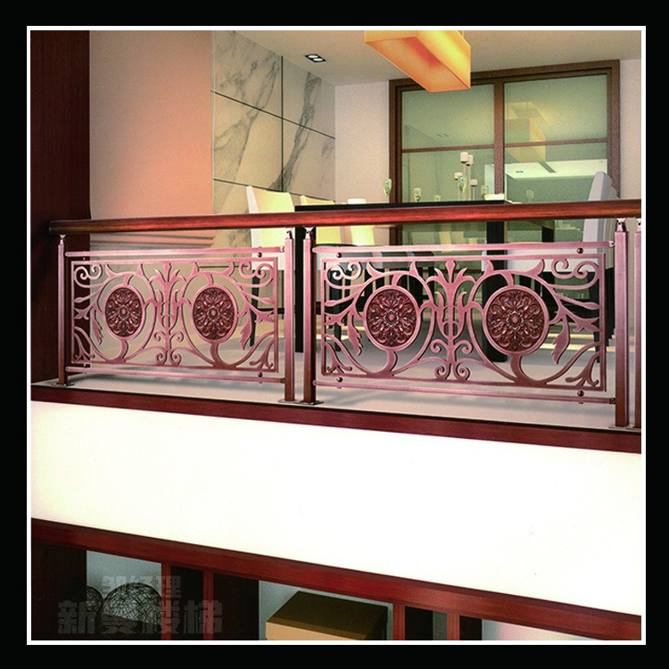 烟台 别墅铝楼梯护栏 新曼 镀金铜艺扶手 一种艺术的新颖设计