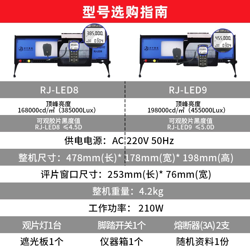 儒佳  RJ-LED8观片灯 工业底片观片灯工业观片灯 385000LUX的高亮度