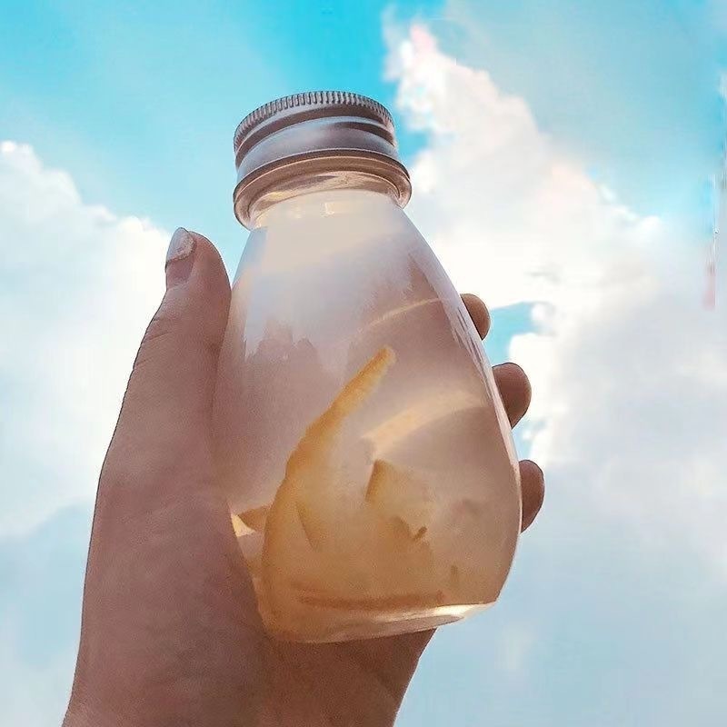 200ml水滴瓶饮料瓶 果汁瓶奶茶瓶一次性食品级外卖透明塑料瓶图片