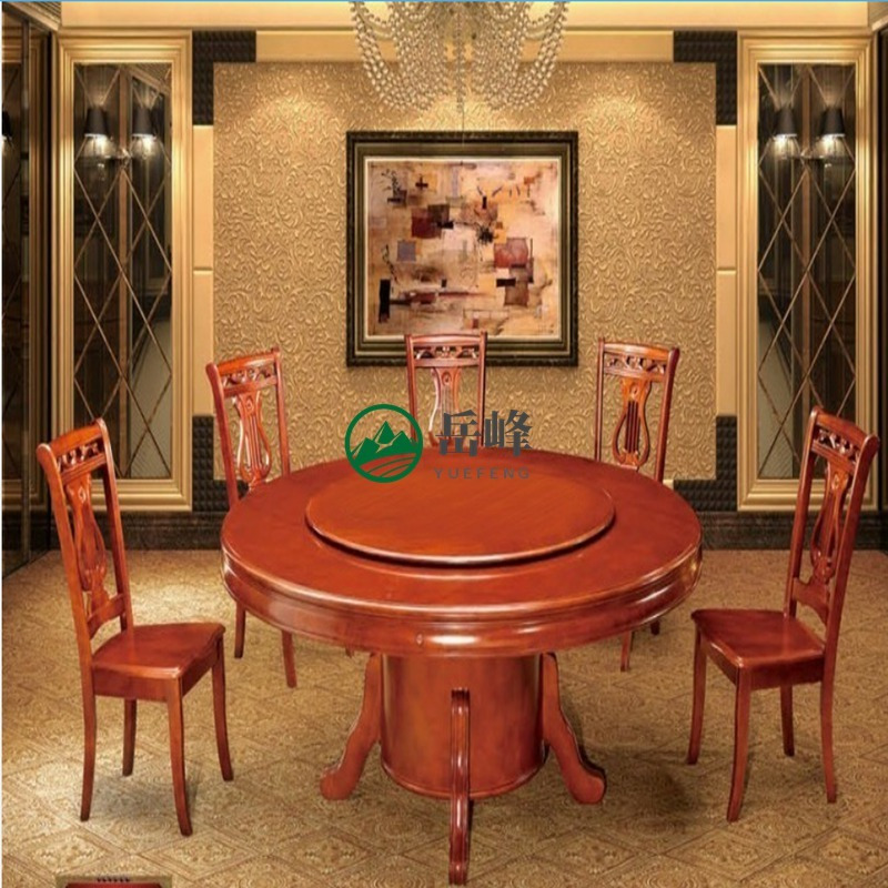 岚慧复古电动园餐桌	红橡木电动餐桌材质     电动餐桌个品牌好87478