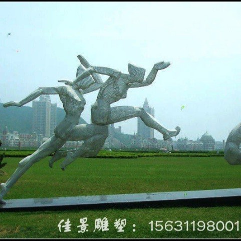 不锈钢运动人物 跨栏人物雕塑图片