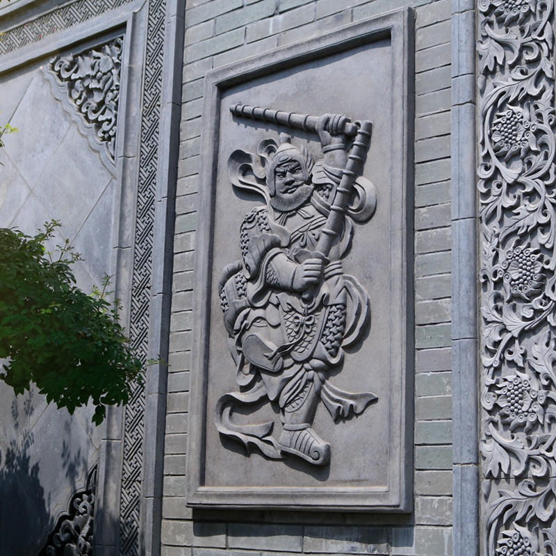 门神组合砖雕 中式文化墙 水泥挂件雕刻画 门楼门神壁画砖雕