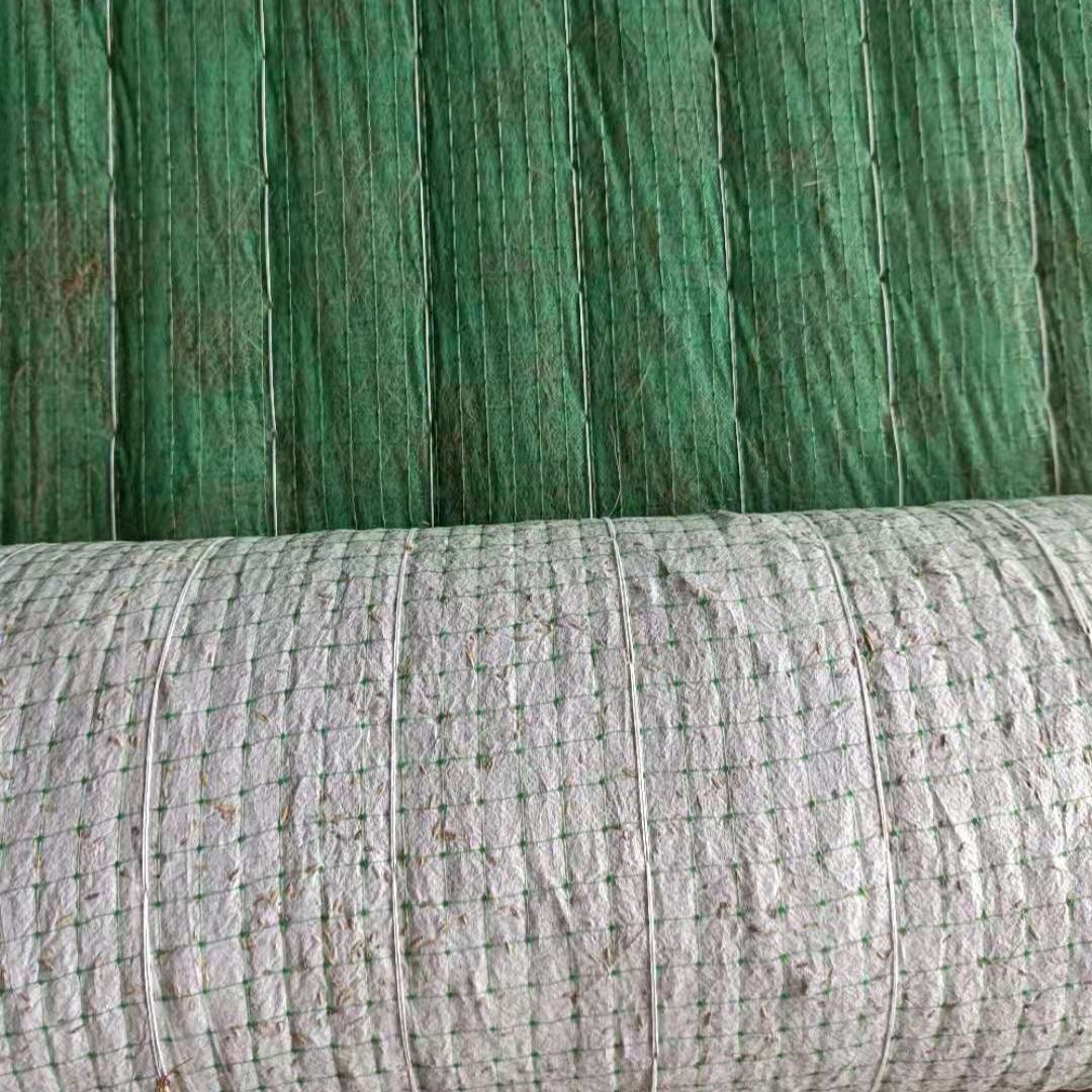 秸秆草毯 高速护坡秸秆纤维毯 稻草毯，生态护坡植草毯，边坡防冲毯