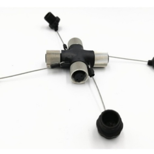 M12防水连接器定制 4头分接自动化设备航空插头 多功能电源信号接头
