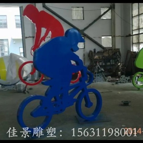 不锈钢骑自行车雕塑 不锈钢运动雕塑图片