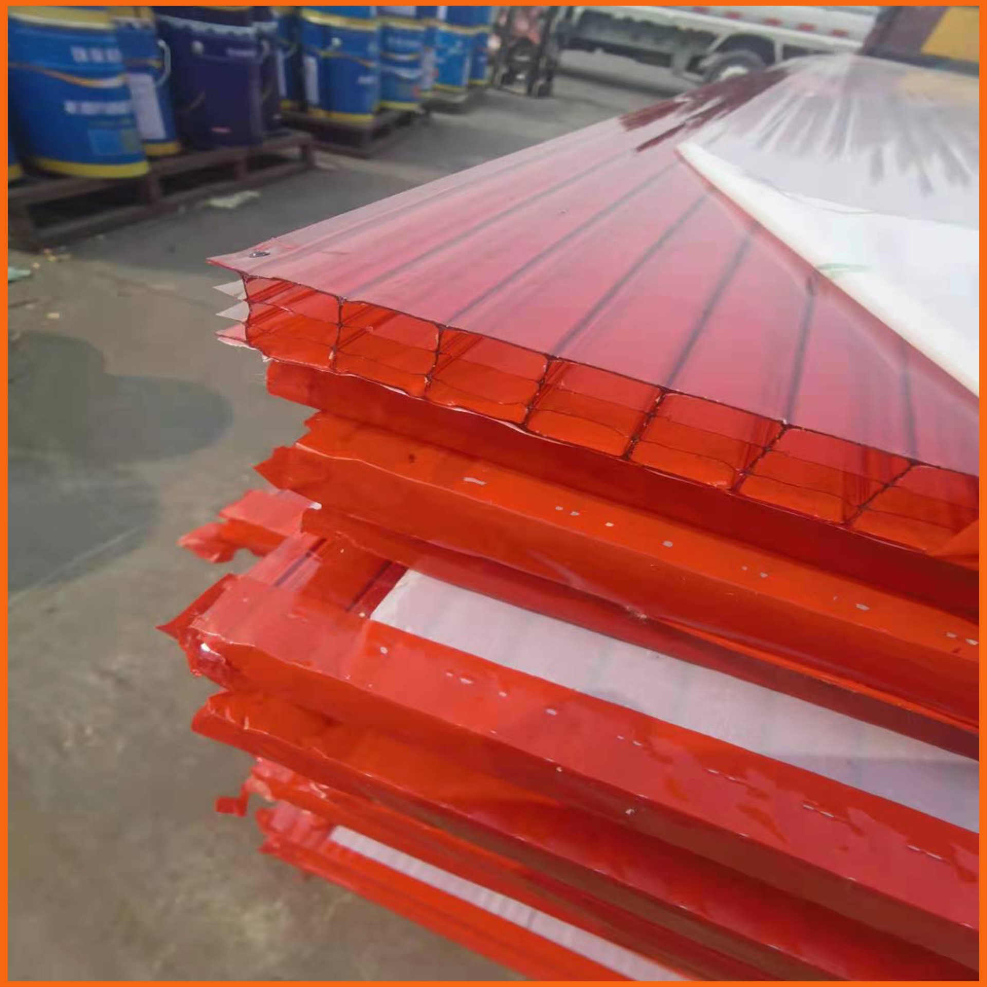 10mm四层阳光板 宜春红色中空阳光板 防静电PC阳光板生产厂家