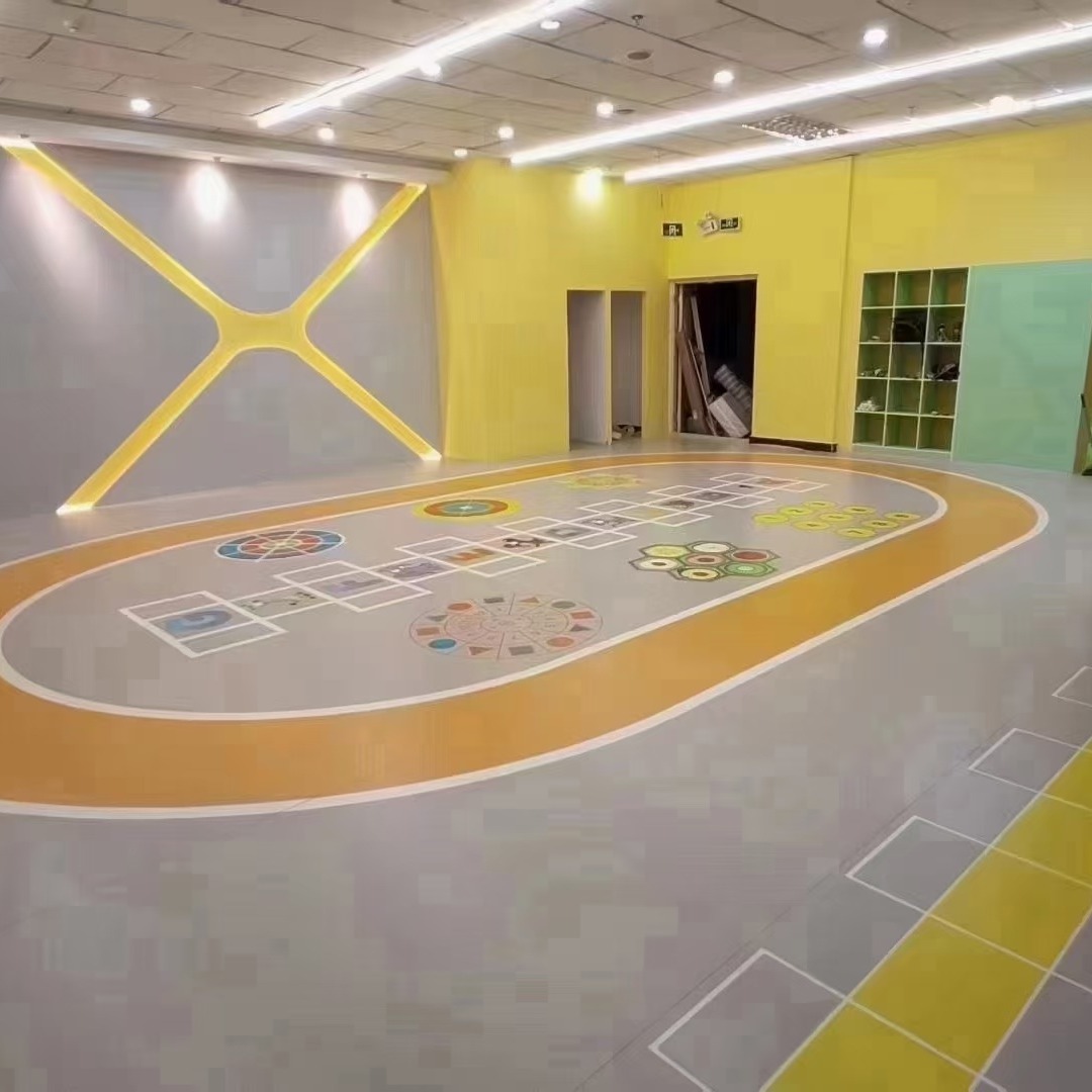 香格里拉健身房定制地胶 私教区360pvc地胶 防滑耐磨定制地板 专业少儿体适能运动地胶图片