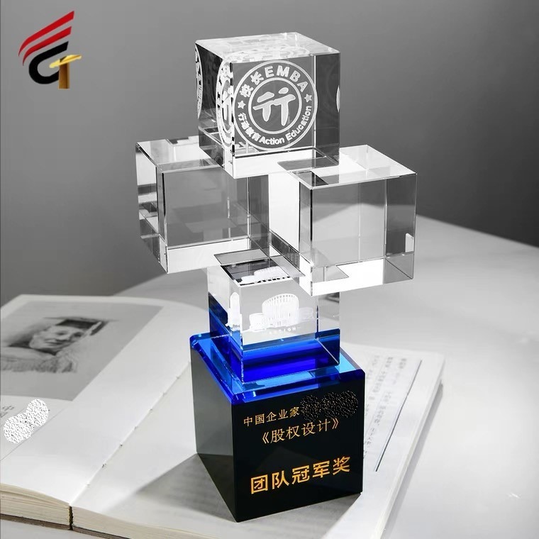 广东纪念牌奖杯 乒乓球联赛奖牌  水晶玻璃奖杯 昌泰工艺图片