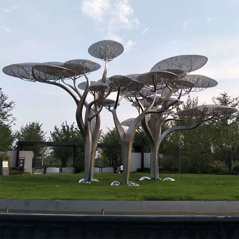 巨型不锈钢雕塑 抽象大树雕塑 镂空植物雕塑 户外小区景观摆件