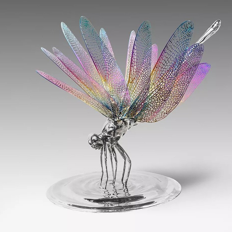 镜面不锈钢蜻蜓雕塑  昆虫镜面不锈钢雕塑厂家  专业定制