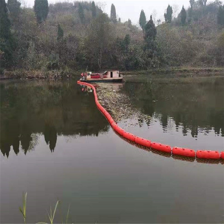 武昌河道阻挡漂浮杂物装置PE长条形浮体水上拦污浮筒