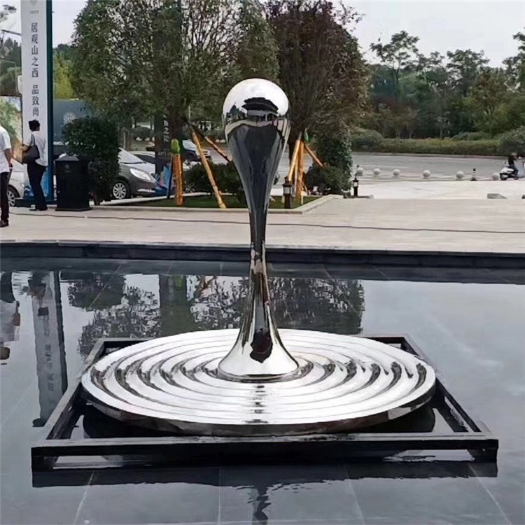 不锈钢镜面水滴雕塑 公园抽象水滴景观小品 永景园林