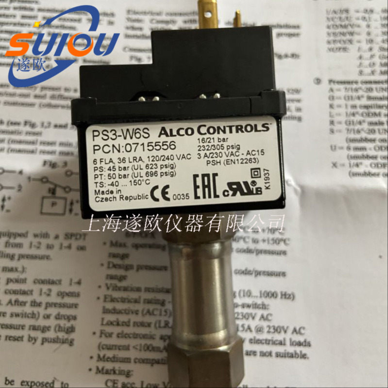 ALCO艾柯PS3-W6S压力开关 压控继电器 压力控制器PS3-W6S 30/40bar
