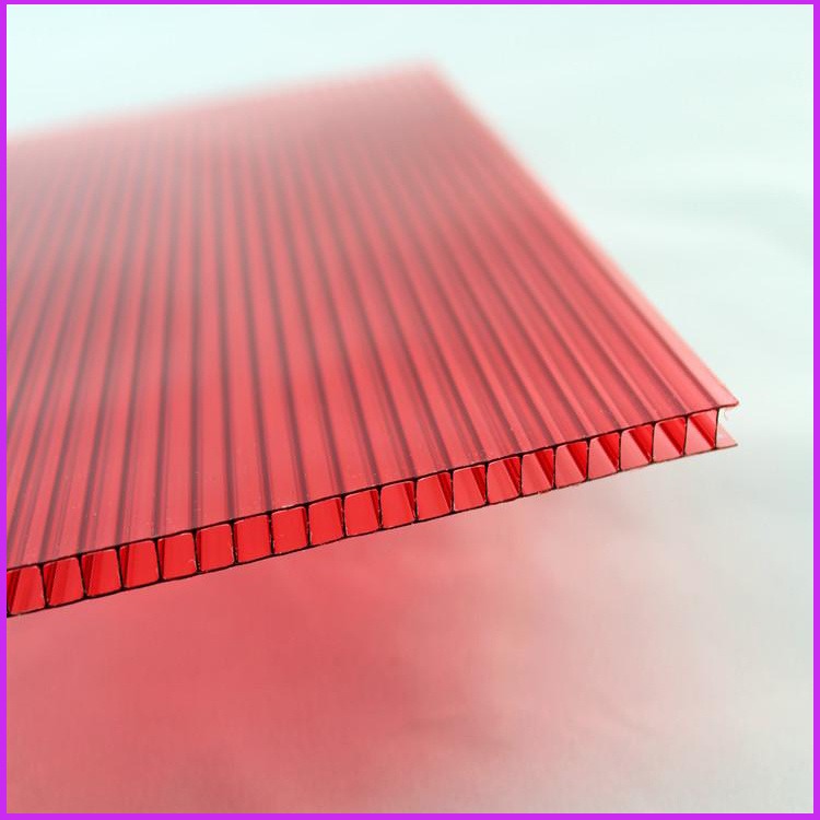 10mm聚碳酸酯阳光板 冀州10毫米双层阳光板 红色中空阳光板价格