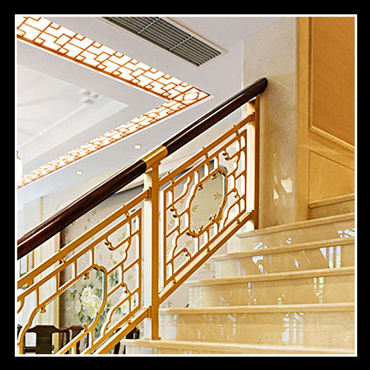 美式黄金色铜楼梯 别墅铜围栏属装饰界的黑科技
