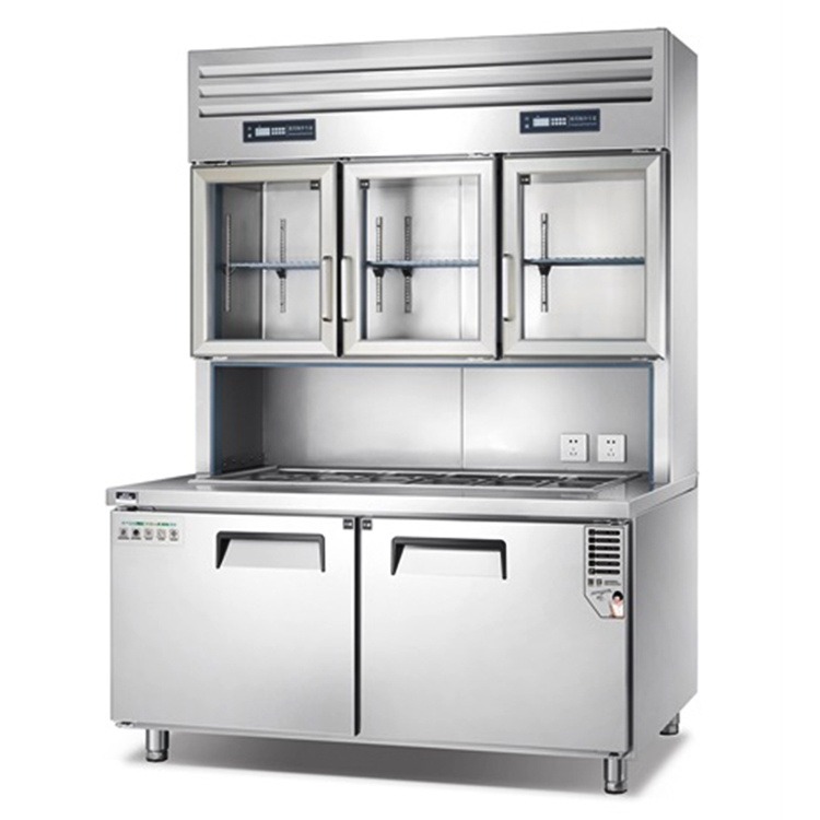 美厨组合冰箱Z-BRF5G3 立式组合工作台 上冷藏下冷冻 商用直冷组合冰柜 1.5米不锈钢组合工作台